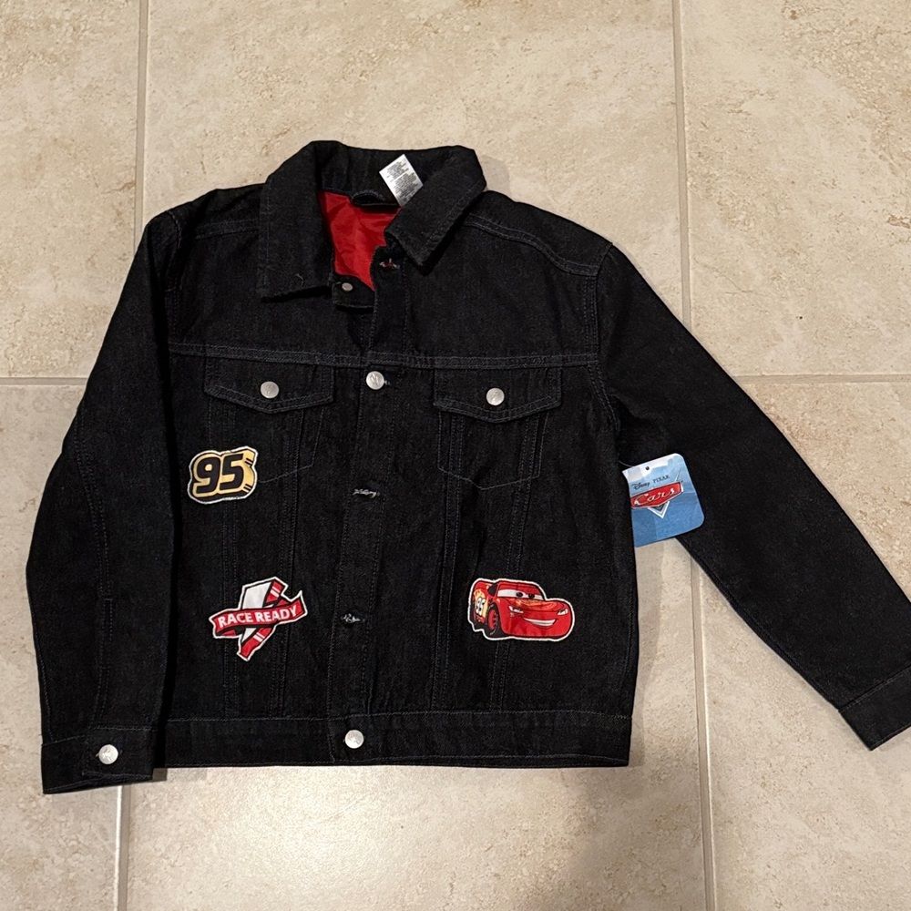 Disney Cars Kids Black Denim Jacket size 7/8